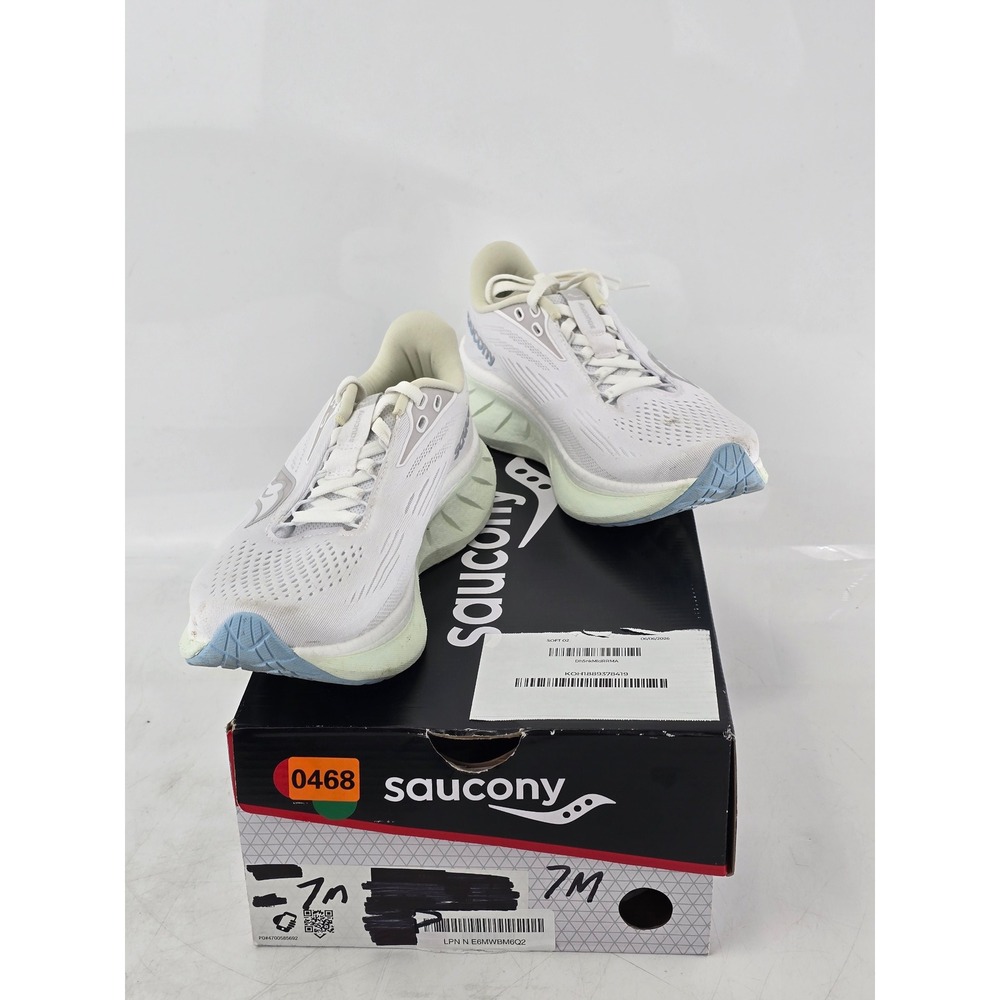 Saucony Triumph 21 Running Shoes Womens 7 White Mint Blue Cushioned - Good